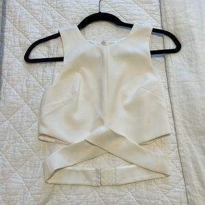 Lovers + Friends, white silk crop tank